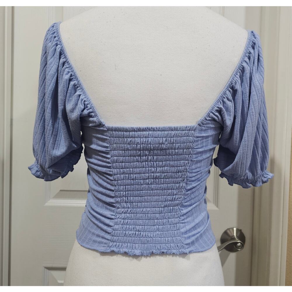 Urban Outfitters Milkmaid Top Ruched Smocked Puff Sleeve Size L - Picture 3 of 8